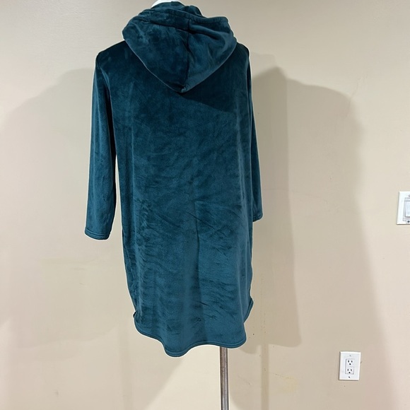 Cozy Teal Fleece Dress with Pocket - Picture 3 of 7